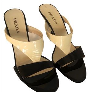 Prada two toned slip on heels. Size 37 1/2. Made in Italy